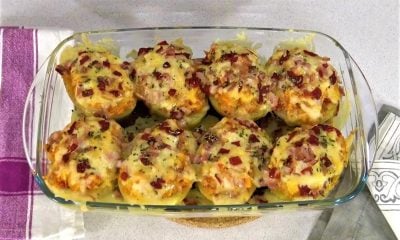 Papas rellenas de jamón y queso