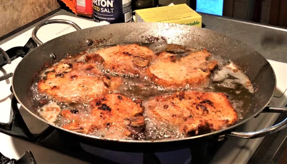 receta Chuleta con platanitos fritos