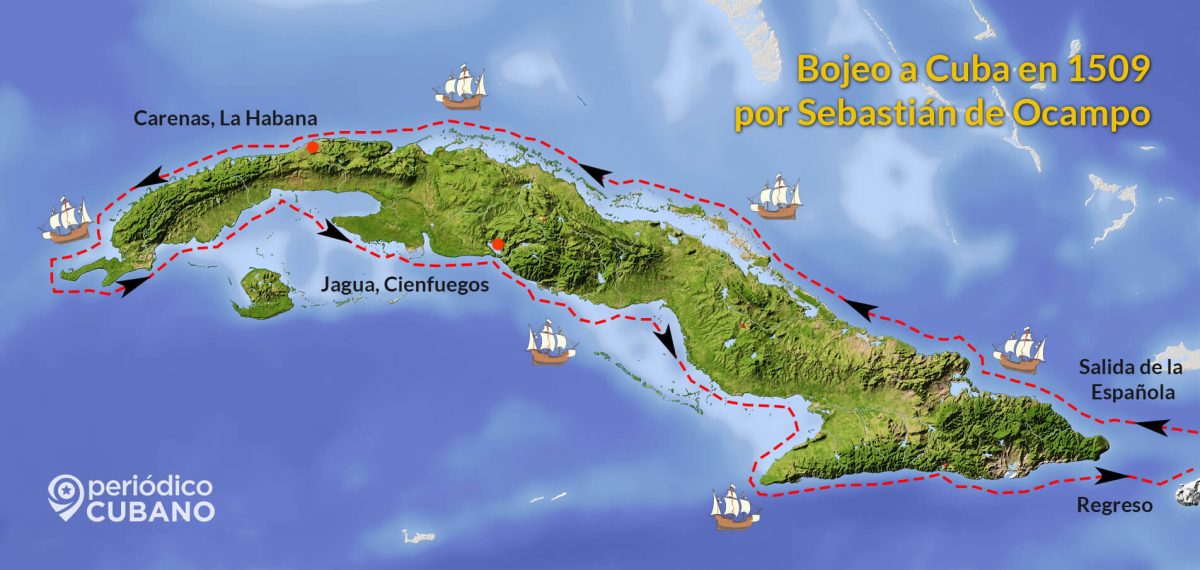 Mapa del bojeo a Cuba 1509