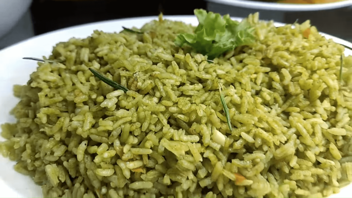 arroz verde con espinaca