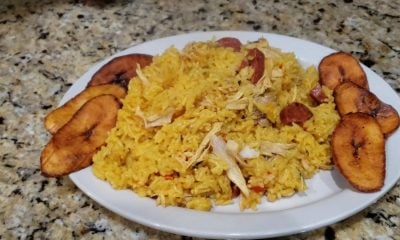 Arroz amarillo con pollo a la cubana