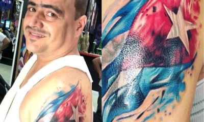 El actor Andy Vázquez se tatúa la bandera cubana