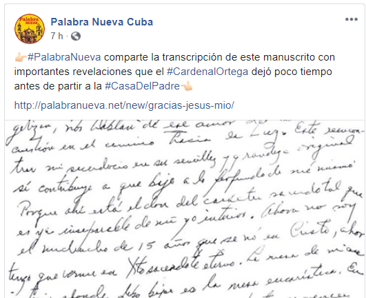 Manuscrito Jaime Ortega.