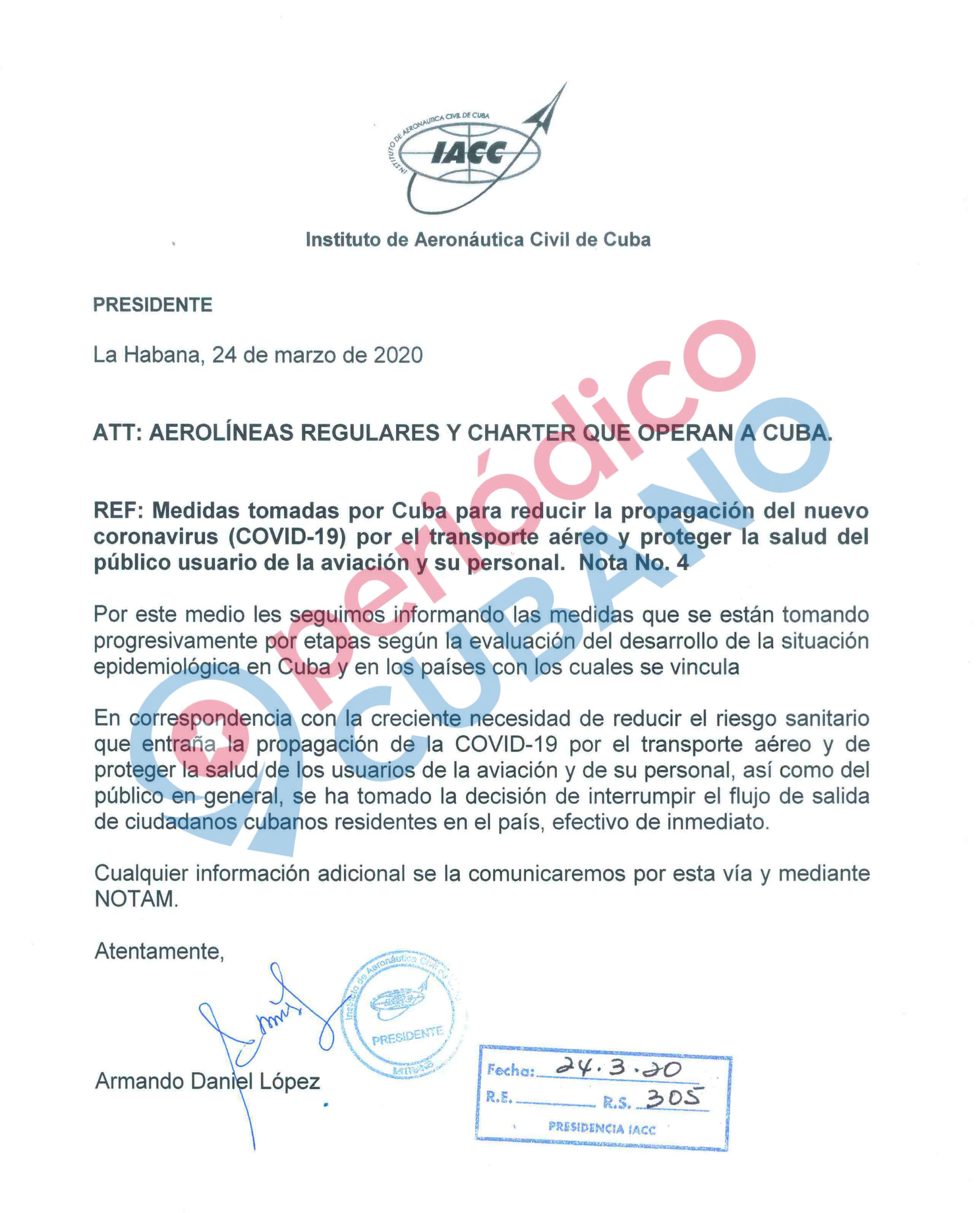 Armando daniel lopez aerolineas regulares y charter que operan en Cuba
