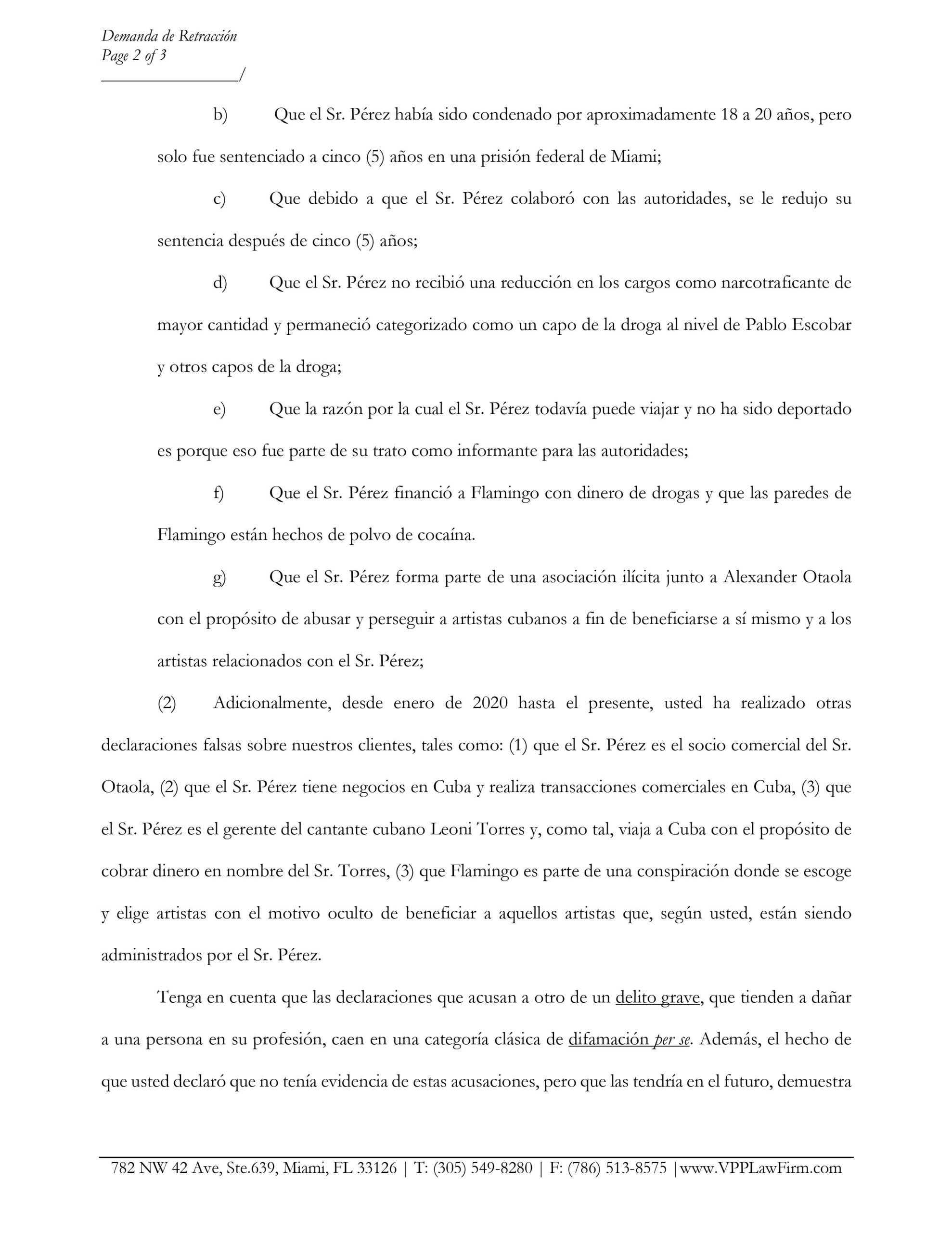 abogados del Flamingo Theatre Bar y TV Radio envian carta a Edmundo Garcia (2)
