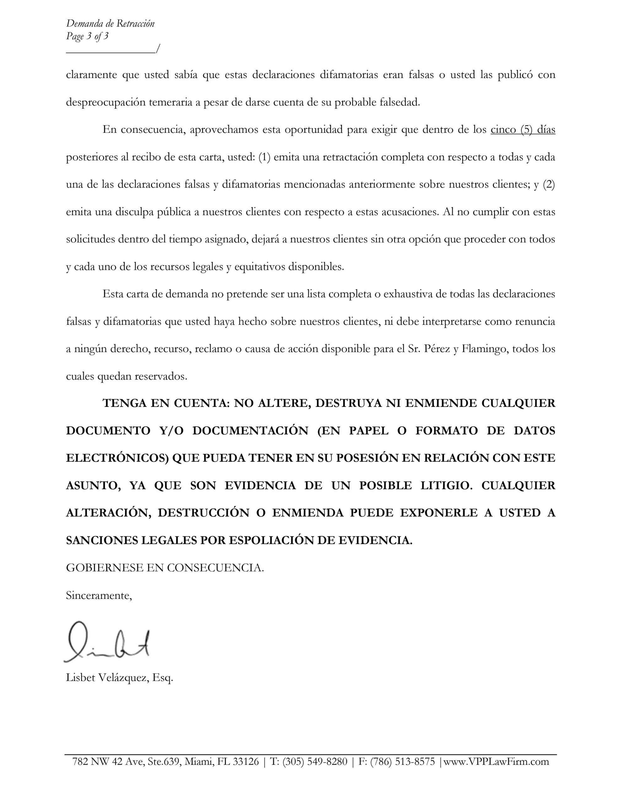 abogados del Flamingo Theatre Bar y TV Radio envian carta a Edmundo Garcia (2)