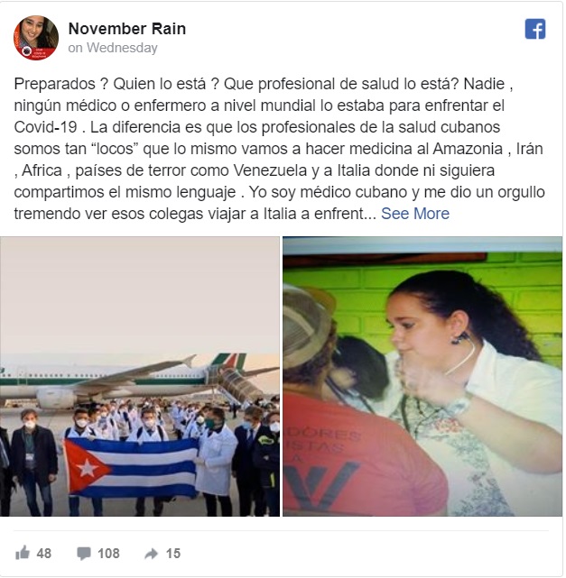 Doctora cubana responde críticas de Italia, “Nos formamos con estómagos vacíos y libros viejos”