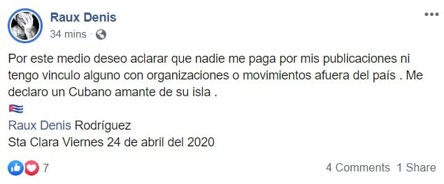 Declaraciones del joven activista, nadie le paga por publicar