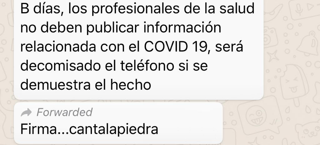 No publicar informacion relacionada con el COVID-19
