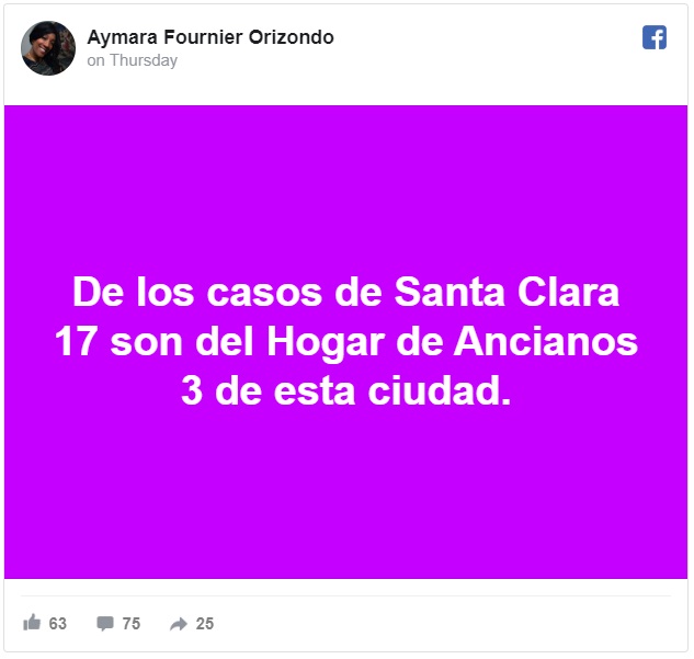 Post de Facebook que denuncia el hecho