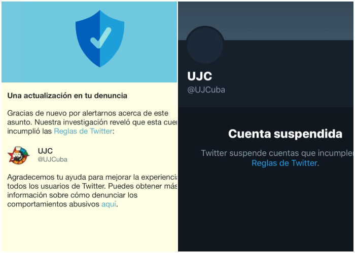 Twitter suspende cuentas relacionadas con la UJC