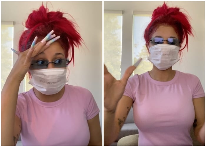 Cardi B usa mascarillas para protegerse de coronavirus