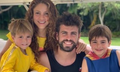 Shakira junto a Gerard Piqué y sus dos hijos