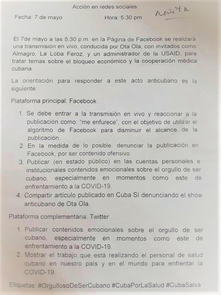 Acciones en redes sociales Otaola