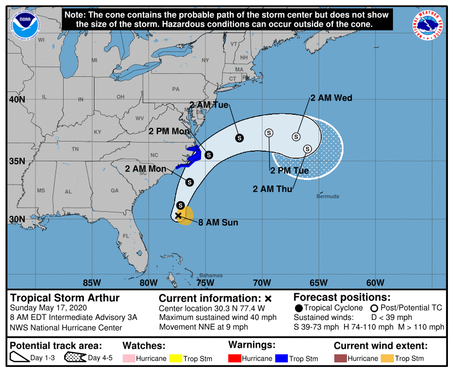 Llega Arthur, la primera tormenta tropical de la temporada de huracanes