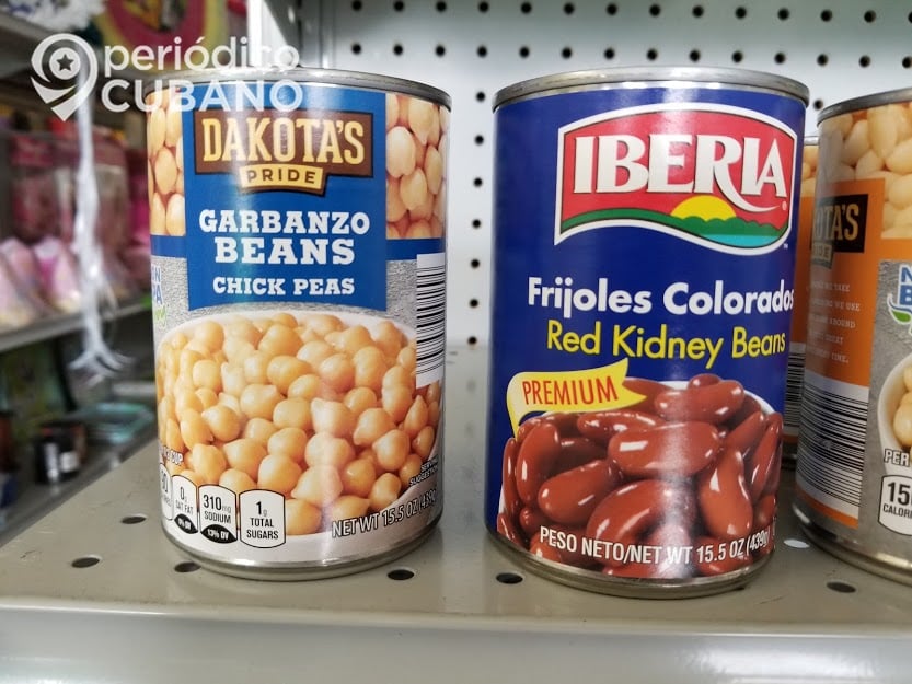 latas de frijoles y garbanzo