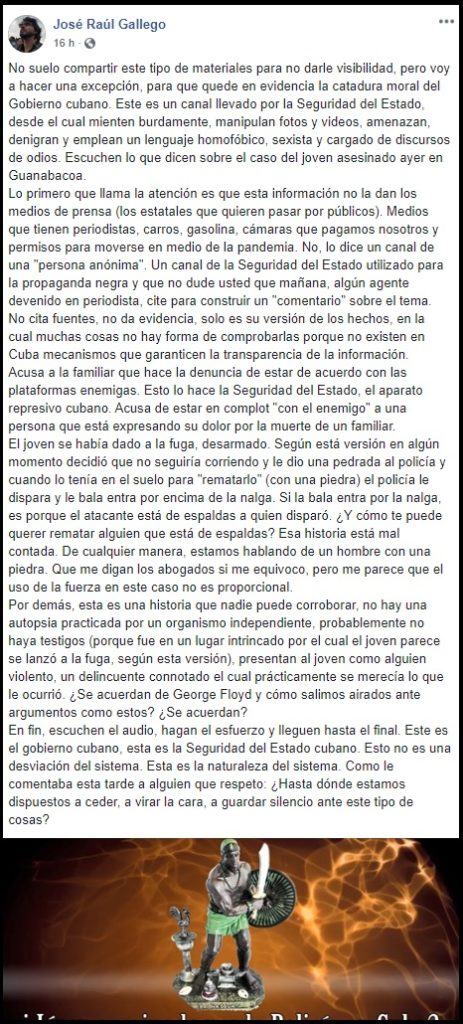 Gobierno cubano intenta difamar al joven asesinado por policías en Guanabacoa