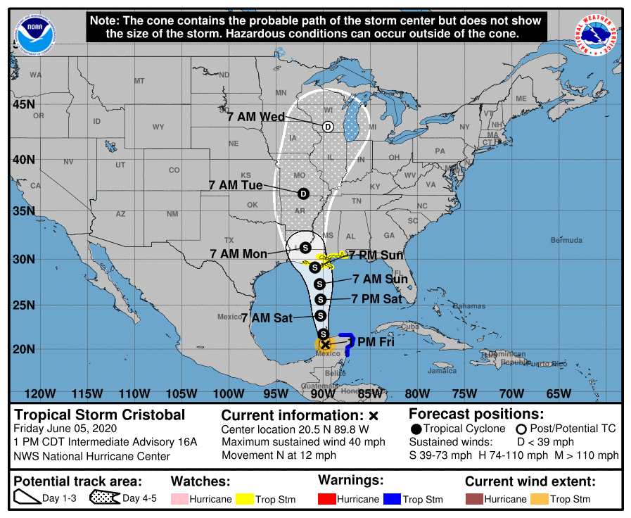 Tormenta Tropical Cristobal. (Foto; NOAA)