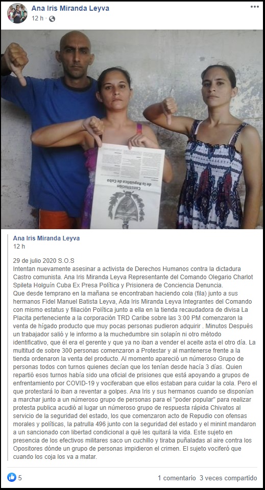 Denuncian amenazas contra la vida de la familia opositora de Holguín