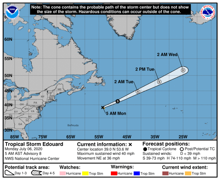 Edouard, la quinta tormenta tropical de la temporada, se aleja de EEUU