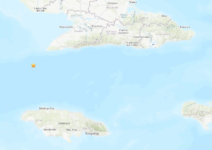 Reportan sismo de 5.1 entre las costas de Cuba y Jamaica