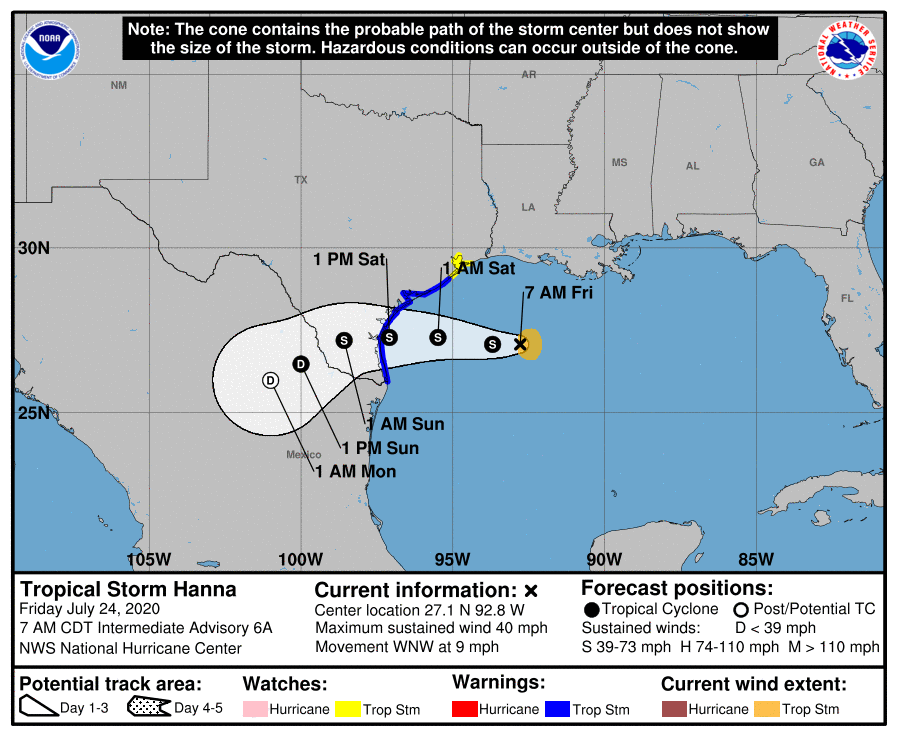 Tormenta tropical Hanna amenaza al estado de Texas