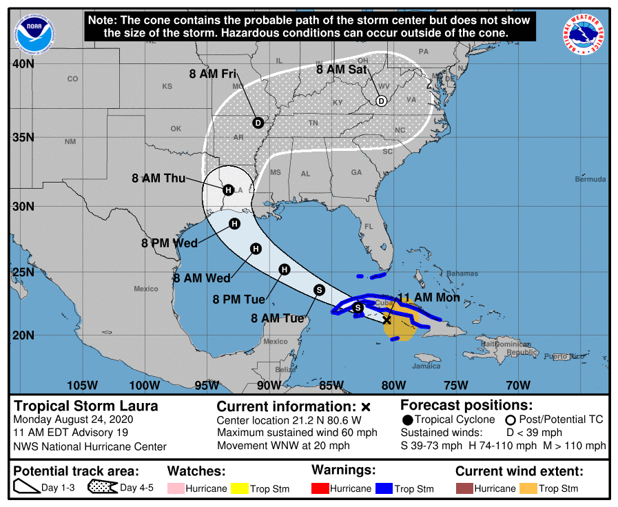 ¡Último Aviso! Tormenta tropical Laura está al sur de Cienfuegos