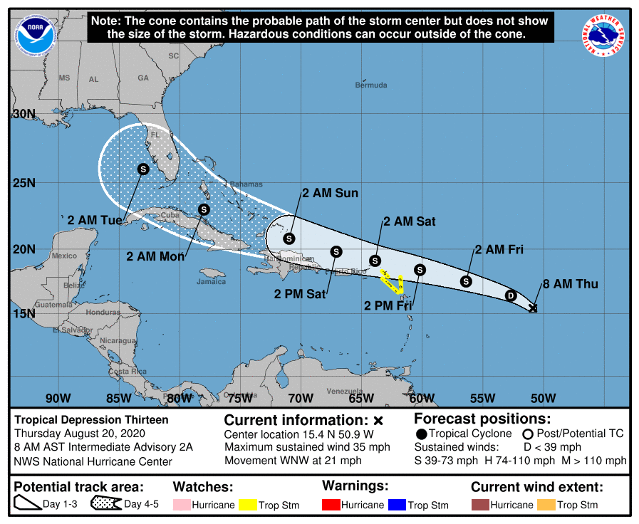 Cuba y la Florida estarían la trayectoria de una potencial tormenta tropical