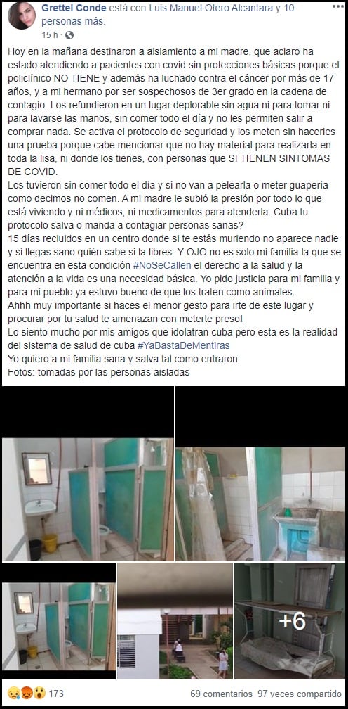 Denuncian terribles condiciones de un centro de aislamiento en La Habana: “Un lugar deplorable”