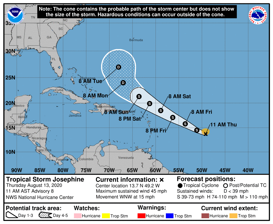 Josephine se convierte en tormenta tropical, pero no ofrece peligro ni Cuba ni a Florida