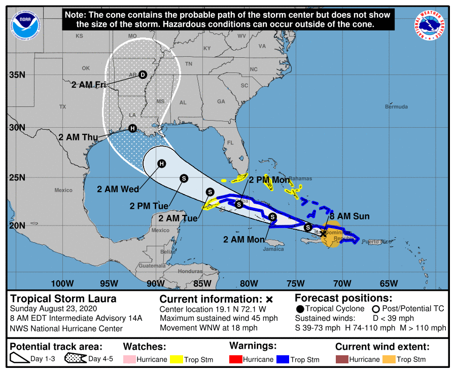 Tormenta tropical Laura se acerca a Cuba, el punto de impacto estaría sobre Guantánamo