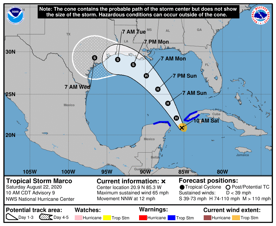 Tormenta tropical Marco gira su trayectoria para acercarse a Pinar del Río