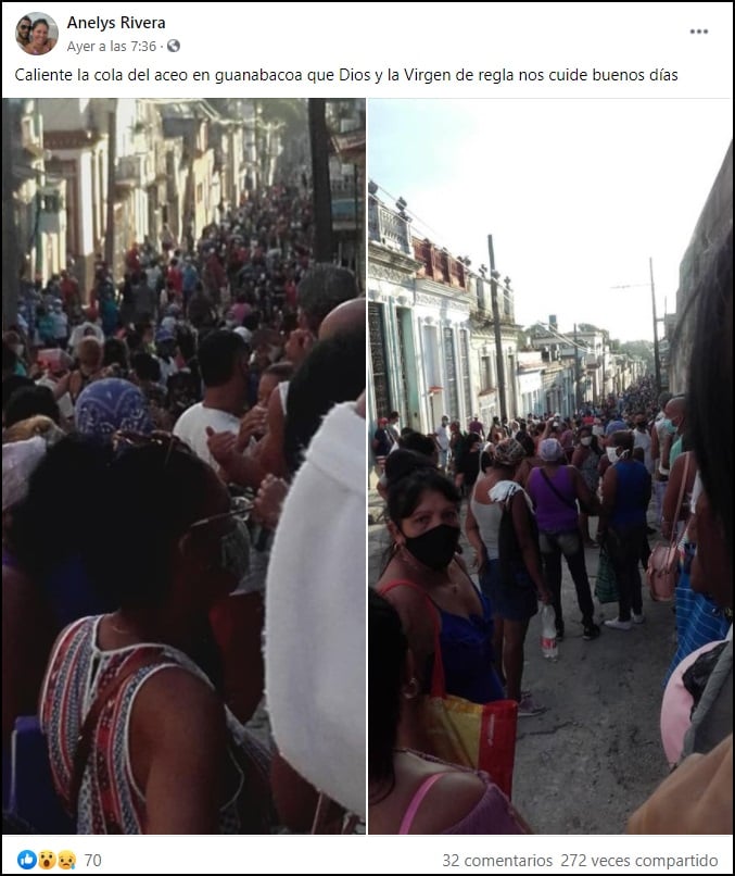 “Que Dios y la Virgen de Regla nos cuide”: Fotografían enorme cola en Guanabacoa
