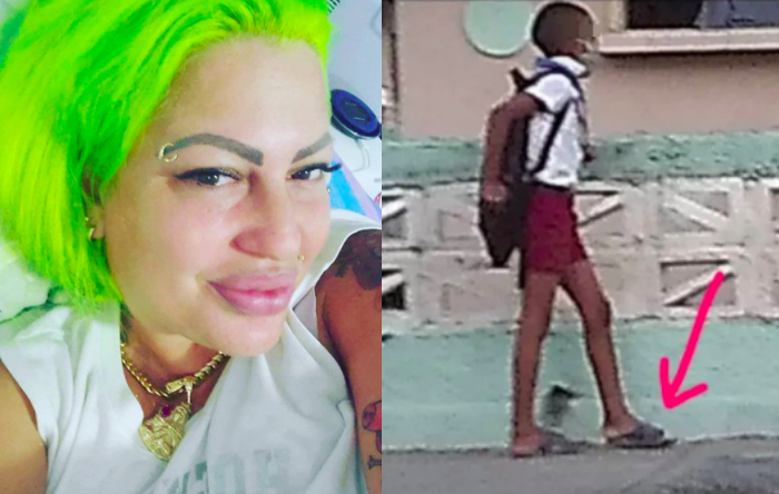 La Diosa pide ayuda para encontrar a niño cubano que va a la escuela en chancletas (Collage: La Diosa de Cuba/Maria Cristina Garrido-Facebook)