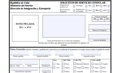 Planilla para la renovación del pasaporte cubano