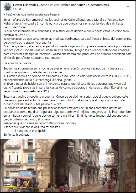 Entran en cuarentena dos calles en La Habana Vieja tras detectar brote de COVID-19