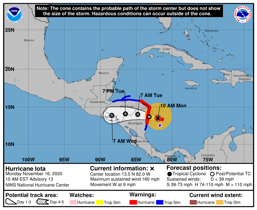 Cuba queda fuera de la trayectoria del huracán Iota que alcanzó la categoría 5