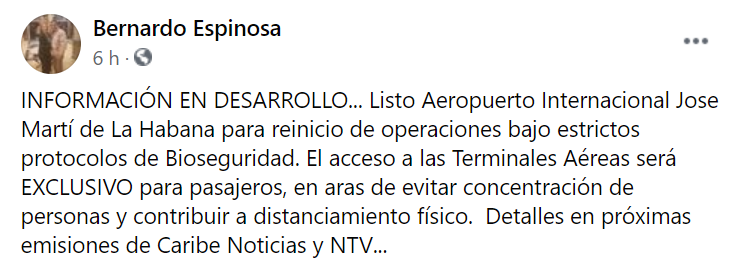 Declaran listo para su reapertura al Aeropuerto José Martí de La Habana, pero los vuelos de EEUU se retrasan2