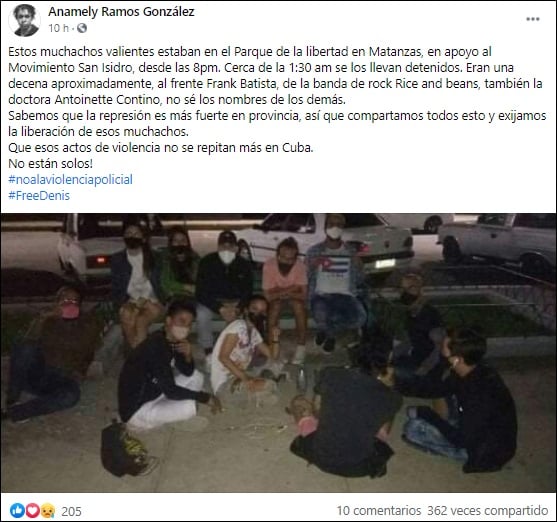 Detienen a jóvenes en Matanzas por plantarse a favor del Movimiento San Isidro