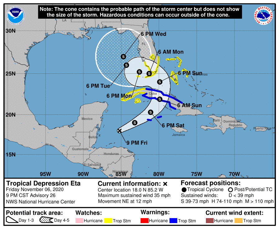 Emiten fase de Alerta Ciclónica para las provincias centrales y la Isla de Juventud por Eta