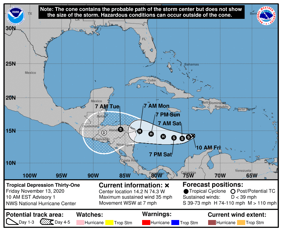 La depresión tropical No.31 se forma en el mar Caribe