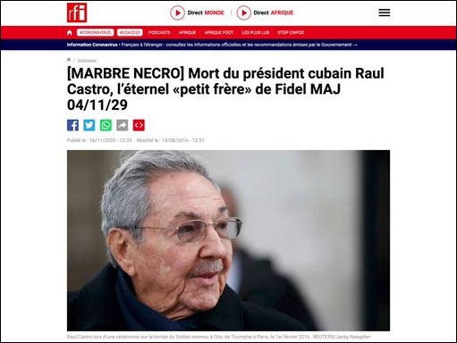 Radio Francia Internacional publica obituario de Raúl Castro