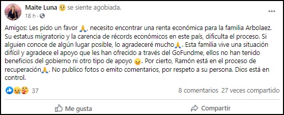 Piden ayuda para encontrar una renta económica al opositor cubano Ramón Arboláez y su familia