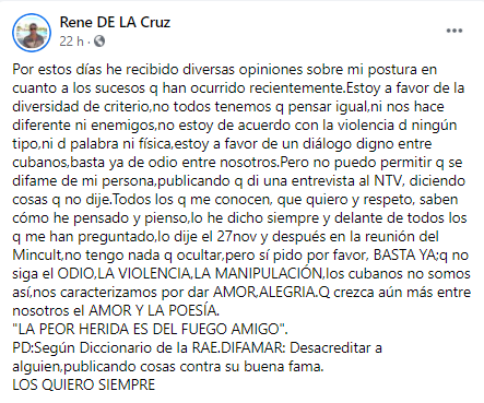 Actor cubano René de la Cruz afirma que el Noticiero (NTV) miente. (Foto: Facebook-Rene DE LA Cruz)