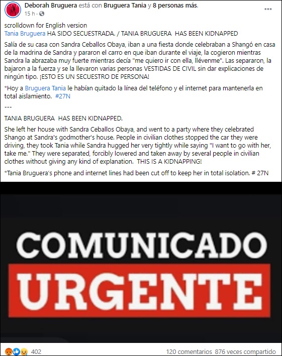 Detienen a Tania Bruguera por segunda vez en menos de una semana