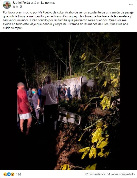 Varios muertos en Las Tunas al volcarse camión en la ruta La Habana-Manzanillo