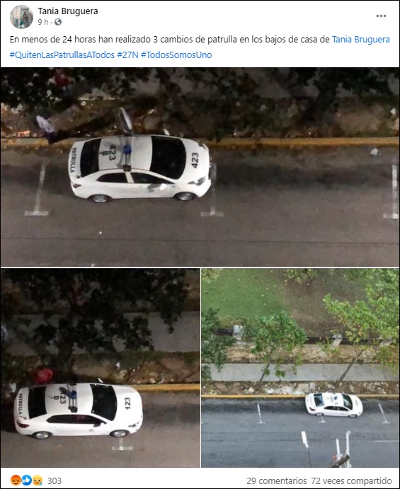 Tania Bruguera bajo asedio, su edificio ha sido visitado por 3 patrullas en 24 horas