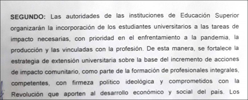 Universidades en Cuba colocarán a sus estudiantes al frente de la lucha contra el COVID-19