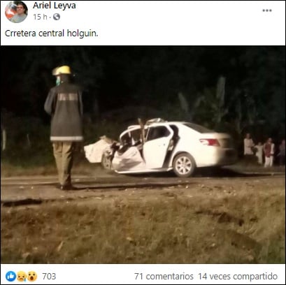 Auto de turismo impacta contra rastra en Carretera Central en Holguín