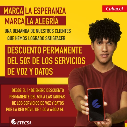 ETECSA establece descuentos fijos de un 50% en estos servicios